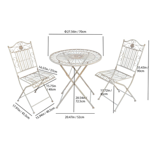 Juego de bistró de Metal de estilo rústico de granja, sillas de mesa de hierro para patio exterior, comedor, entrada de patio, a prueba de herrumbre para hoteles, villas - Product Image 4