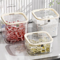 Boîte de rangement transparente en PET, conteneur pour billes de lessive, organisateur d'accessoires capillaires, boîte de rangement de bureau pour articles divers avec couvercle en plastique PET