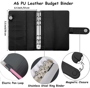Tùy chỉnh da 6 nhẫn xách tay Tài Chính kế hoạch tiền thách thức tờ A6 Ngân Sách chất kết dính nộp hồ sơ sản phẩm chương trình nghị sự Ngân Sách annuel - Product Image 3