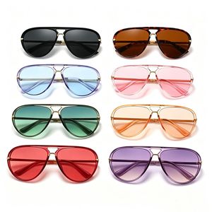 Nouvelles Lunettes de Soleil Pilote à Double Pont Vert Fluorescent, Monture Large Polyvalente et Tendance, Protection UV400, Légères - Product Image 4