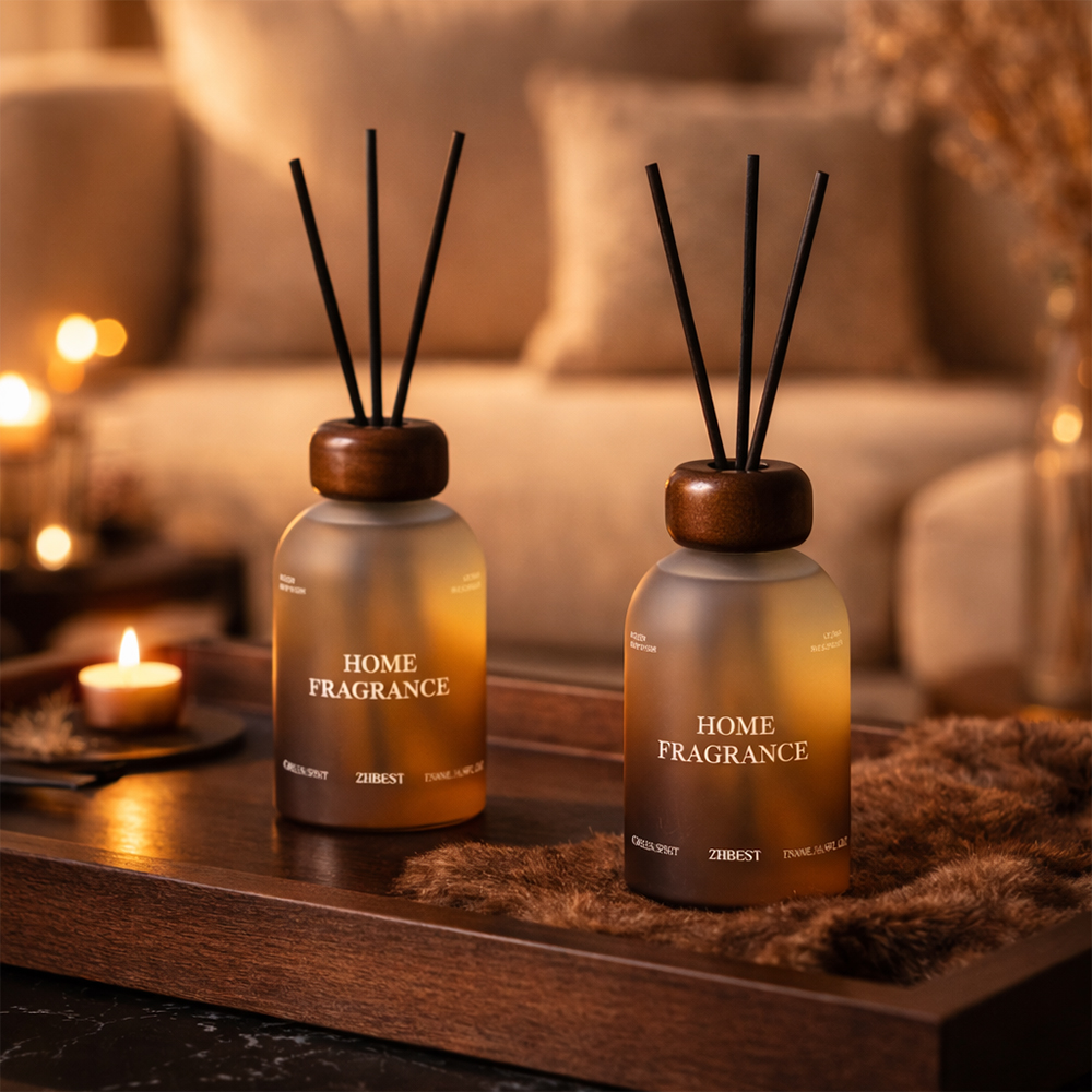 Diffuseur à bâtonnets en bois avec pot brun