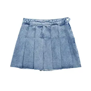 X12305c 2024 Zomer Dames Denim Geplooide Rok