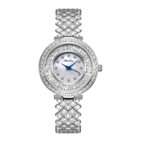 Montre-bracelet de luxe pour femme en argent avec diamants sertis, mouvement à quartz en zircon cubique complet, style hip-hop, bracelet en laiton