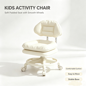 Sgabello con Ruote Universali, Panca con Ruote per Bambini, Piccola Sedia, Sedia con Barra Portaoggetti - Product Image 1