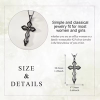 Collier avec pendentif croix en argent sterling 925 oxydé, bijoux religieux pour femmes