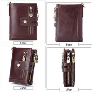 Portefeuille en cuir Andong pour homme, véritable cuir de vache, avec fermeture éclair et boucle, blocage RFID, style rétro vintage. - Product Image 3