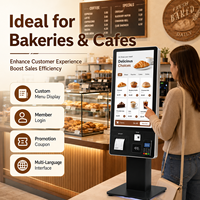 Machine de commande automatique pour restauration rapide, système POS à écran tactile, Intel Core I5, écran LCD 1920x1080, paiement QR/NFC, imprimante de reçus, Cloud