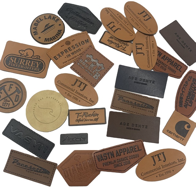 2D/3D Personalized Embossed Debossed Letter Logo Sew on Iron on Backing Custom PU Leather  Patches for Garment and Jeans