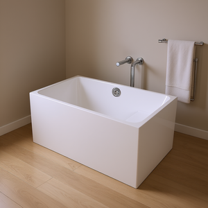 Bañera Acrílica Independiente Rectangular de 43 Pulgadas, Color Blanco Brillante, Moderna - Product Image 2