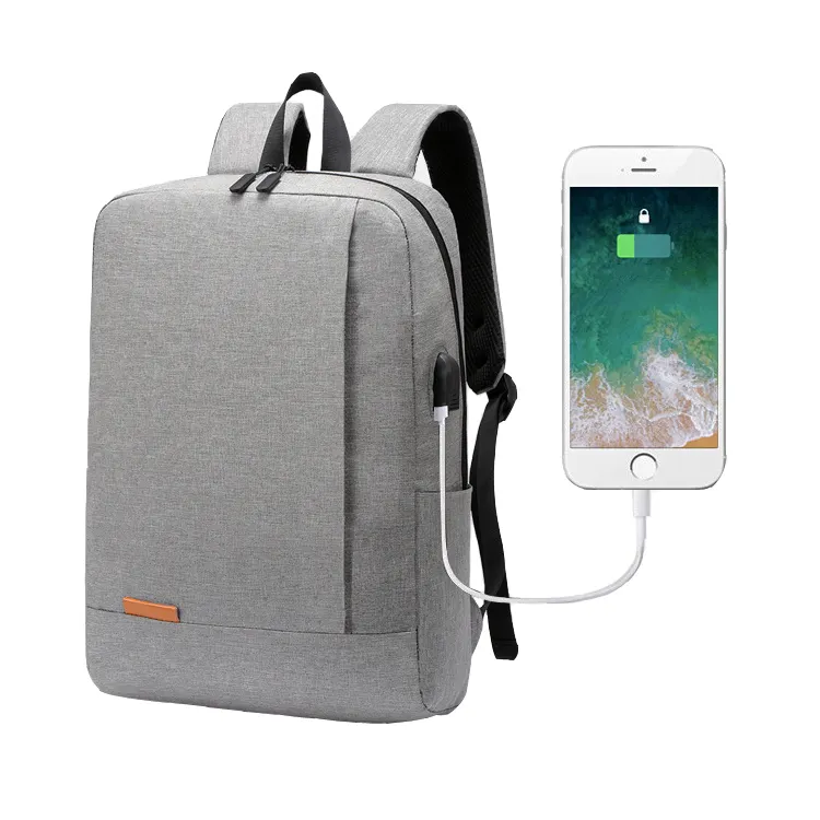 lightweight causal fashion waterproof thin PU business travel school day bag 15.6 inch computer laptop backpack with usb