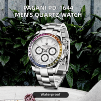 Montre-bracelet classique de luxe pour homme PD-1644, chronographe en acier inoxydable, calendrier, date, quartz, étanche 30M