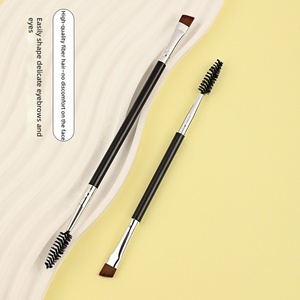 Double Ended Spiral Eyebrow Brush Soft Bristles Plastic Handle Angled Flat Head Eyebrow Grooming Eye Makeup Tool - Product Image 5
