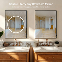 Miroir de salle de bain LED rectangulaire à ciel étoilé, résistant à l'eau, avec cadre en aluminium et interrupteur tactile, à fixer au mur