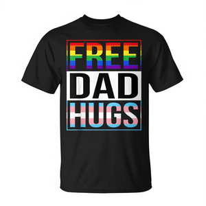 Camiseta LGBT con la frase 'Abrazos Gratis para Papá' para el Mes del Orgullo, Ropa Promocional con la Bandera Arcoíris Transgénero - Product Image 2