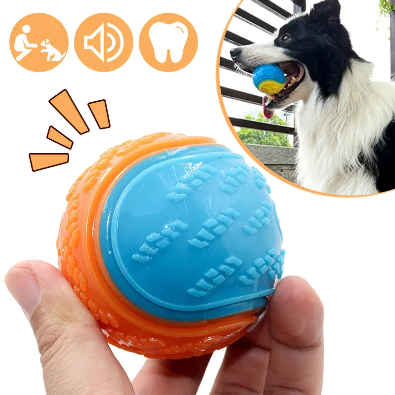 Pet Dog Toys Latex Squeaky Dog Tough Chew Toys pulizia dei denti Treat Ball Interactive Funny Dog TPR Rubber Ball Toy