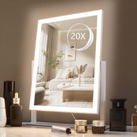 Miroir de maquillage intelligent à LED avec éclairage tricolore réglable, luminosité ajustable, construction en métal et verre, panneau décoratif, grand ou petit format