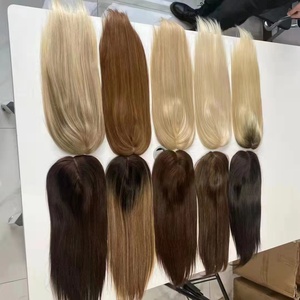 Tupé recto Rubio 613 para <span class=keywords><strong>mujer</strong></span>, sistema de reemplazo de Cabello 100% humano sin procesar, piel fina, cobertura completa de piel sintética, venta al por mayor - Product Image 4