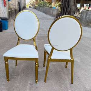 Silla de Metal Apilable Moderna de Alta Calidad, Ideal para Banquetes, Bodas, Exteriores, Lujosa, Cómoda, con Respaldo y Cojín Extraíble, Color Dorado - Product Image 2