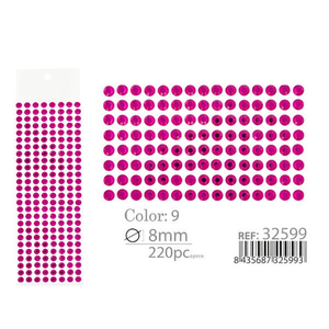 Ilan Adesivi Brillanti 8mm Fucsia con Strass, 220 Pezzi su Cartoncino Grande - Product Image 3