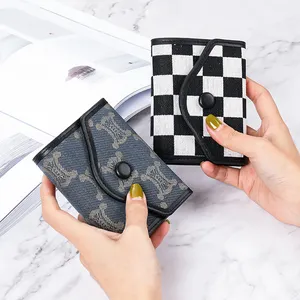Toptan kore tarzı yeni tasarım sevimli Pu deri saf renk moda en ucuz şort cüzdan küçük basma düğmesi kızlar cüzdan