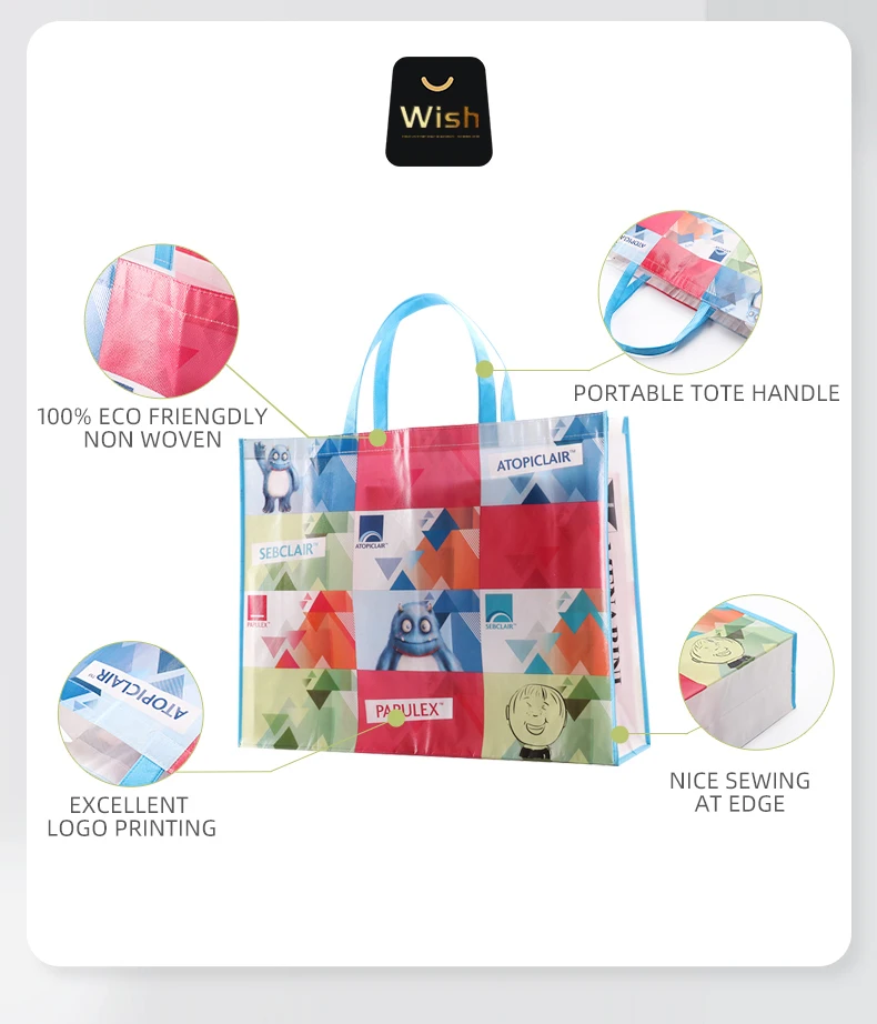 2022 Hot Selling No<i></i>nwoven Shopping Bag Non Woven Laminated Bag Laminated Tote Bag