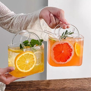 Decanter per Vino a Forma di Borsetta Trasparente da 26 oz con Manico, Regalo per Feste, Matrimoni, <span class=keywords><strong>Bar</strong></span>, per Succhi di Frutta e Tè - Product Image 2