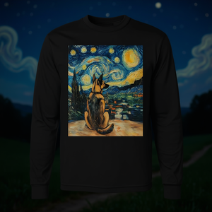 T-shirt à manches longues style chien berger allemand, nuit étoilée, style Van Gogh - Product Image 3