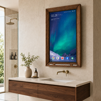 Miroir TV intelligent avec cadre en bois personnalisé HAOCROWN, système Android, affichage mural pour hôtel, salle de bain et maison