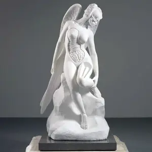 Modern anatomy figure sculpture stone carved angel anatomia white marble statue