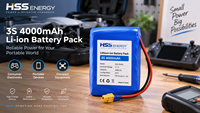 Batterie Li-ion rechargeable 3S 11.1V 4000mAh pour outils électriques, appareils portables et stockage d'énergie, connecteur personnalisé disponible