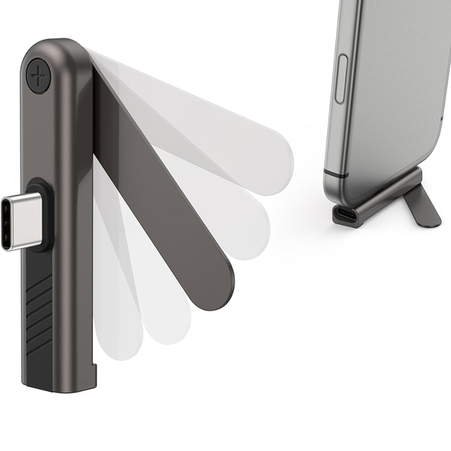 Electronic Accessories Zinc Alloy Phone Stand USB C Adapter 240W Fast Charging 2-in-1 Compact Mobile Phone Kickstand Type C