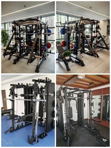 FRS Appareil de musculation multifonctionnel robuste Smith Machine avec pile de poids de 150 kg pour usage domestique et professionnel en salle de sport - Product Image 2