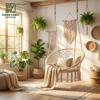 Hamac suspendu en forme d'œuf, chaise hamac ronde en macramé avec coussin