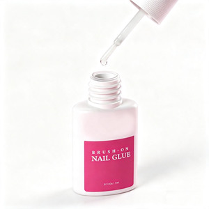 Pegamento para Uñas Super Fuerte para Uñas Postizas y Puntas de Uñas, 4 Tubos |   Pegamento para uñas de 28 ml con pincel - No requiere UV, aplicador de precisión con pincel - Product Image 1