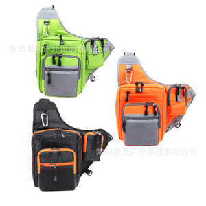 Sac de pêche à bandoulière, gilet de sport de plein air, sac à dos multi-poches pour hommes et femmes, vert, orange, noir - Product Image 1