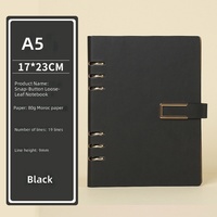Cuaderno A5 de Hojas Sueltas, Recargable, con 6 Anillas, Cierre Magnético, Cubierta de Cuero PU, para Oficina, Escuela, Negocios