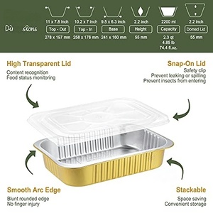 Conteneur en aluminium pour aliments à emporter de 1400 ml, boîte à lunch en aluminium pour restaurant, réfrigérée - Product Image 4