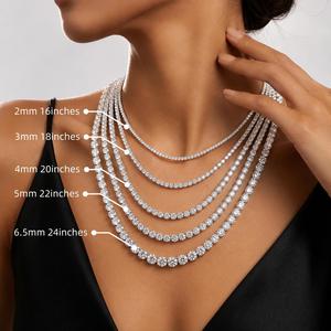 Price Hip Hop Moissanite Necklace 925 Sterling Silver <b>Iced</b> <b>Out</b> 2mm 3mm 4mm Moissanite Tennis <b>Chain</b> Necklace - Product Image 4