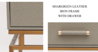 Nouveau gros Shagreen Vanity Desk Console Table ordinateur bureau de maquillage avec 2 tiroirs et pieds en métal massif décorations pour la maison