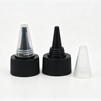 Bouchon compte-gouttes torsadé en plastique noir de 20 mm, 24 mm, 28 mm avec couvercle supérieur à vis naturel et pointe aiguisée pour bouteilles de sauce et de produits capillaires