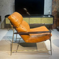 Fauteuil de salon en cuir véritable de luxe, design moderne, mobilier de loisirs pour la maison, salon extérieur, balcon, léger et durable