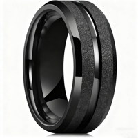Bagues en tungstène noir de 8 mm de haute qualité pour hommes et femmes, classiques, pour fiançailles et mariage, sablées, avec logo gratuit, ajustement confortable
