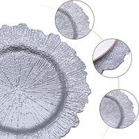 Assiettes de présentation en plastique électroplaqué de 13 pouces, rondes, motif récif, pour la mise en table de mariage et de fête, vente en gros