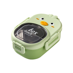 Boîte à lunch isotherme en acier inoxydable pour enfants, avec 2 compartiments, anti-fuite, style dessin animé, pour l'école - Product Image 5