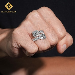 Anillo de Diamantes Cultivados en Laboratorio con Corte Baguette y Redondo, Estilo Hip Hop para Hombre, Plata S925, Joyería ZUANFA - Product Image 5