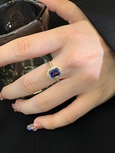 Smeraldo taglio laboratorio zaffiro pietra preziosa diamante <span class=keywords><strong>Miss</strong></span> anello 18K oro giallo massiccio con laboratorio di anelli di diamante pietra gemma anello di fidanzamento - Product Image 5