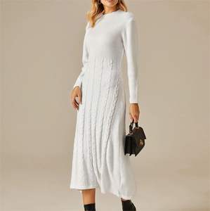 Di alta qualità di lusso festa elegante Madi abito da donna su misura bianco inverno lungo donna cavo maglia abiti da donna - Product Image 2