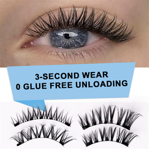 2 paires de faux cils magnétiques avec 4 cils magnétiques 3D réutilisables Set de pinces à épiler Set de maquillage portable <span class=keywords><strong>Lash</strong></span> - Product Image 2