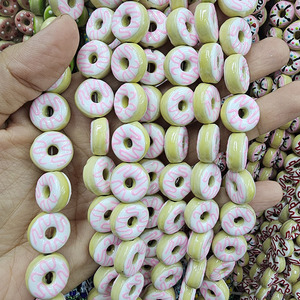 GP1038 Chic Esmalte Multicolor Murano Vidrio Donut Cuentas con glaseado y llovizna o aspersión para la fabricación de joyas - Product Image 5