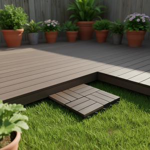 Baldosas de Madera de Acacia Entrelazadas 12X12, Color Marrón Oscuro, Cuadradas, para Pisos de Patio Exterior - Product Image 2